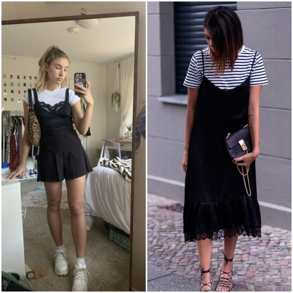 Trending: 90's Inspired Slip Dress Over Tee – Bra Doctor's Blog